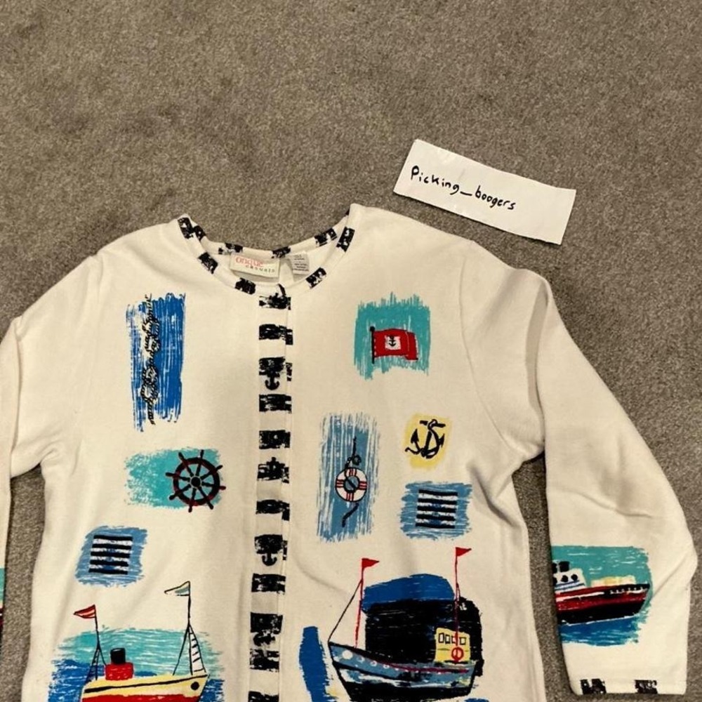 Vintage Onque Casuals Cardigan Women's L Aquatic Theme